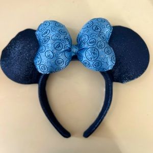 Disney Mouse Ears - Blue and Sparkly with Disney classics on the bow